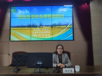 生态所杂草管理团队科技人员为金山区基层农技推广体系改革与推广项目（水稻条线）技术培训班授课